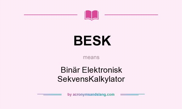 What does BESK mean? It stands for Binr Elektronisk SekvensKalkylator