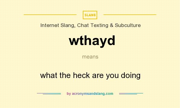What does wthayd mean? It stands for what the heck are you doing