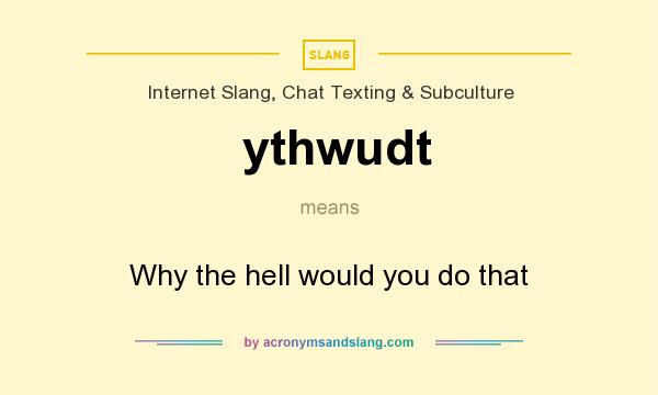 What does ythwudt mean? It stands for Why the hell would you do that