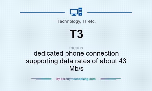 What does T3 mean? It stands for dedicated phone connection supporting data rates of about 43 Mb/s