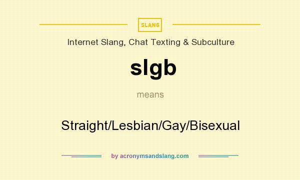 What does slgb mean? It stands for Straight/Lesbian/Gay/Bisexual
