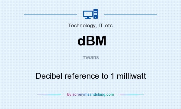 What does dBM mean? It stands for Decibel reference to 1 milliwatt