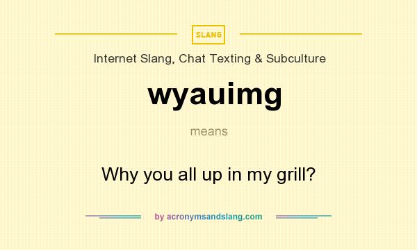 What does wyauimg mean? It stands for Why you all up in my grill?