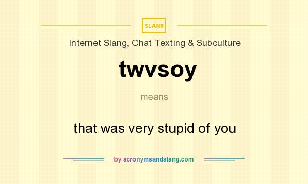 What does twvsoy mean? It stands for that was very stupid of you