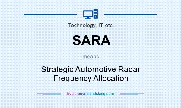 What does SARA mean? It stands for Strategic Automotive Radar Frequency Allocation