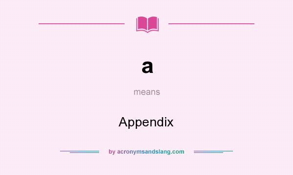 What does a mean? It stands for Appendix