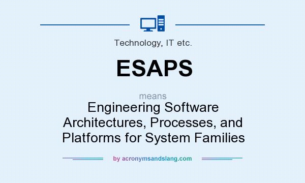 What does ESAPS mean? It stands for Engineering Software Architectures, Processes, and Platforms for System Families
