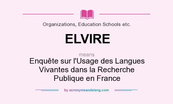 What does ELVIRE mean? It stands for Enquête sur l`Usage des Langues Vivantes dans la Recherche Publique en France
