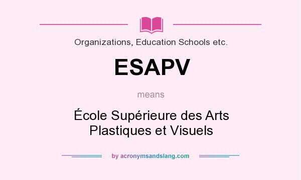 What does ESAPV mean? It stands for École Supérieure des Arts Plastiques et Visuels