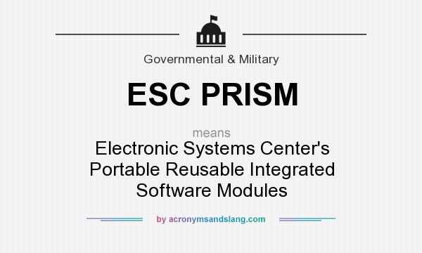 What does ESC PRISM mean? It stands for Electronic Systems Center`s Portable Reusable Integrated Software Modules