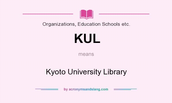 What does KUL mean? It stands for Kyoto University Library
