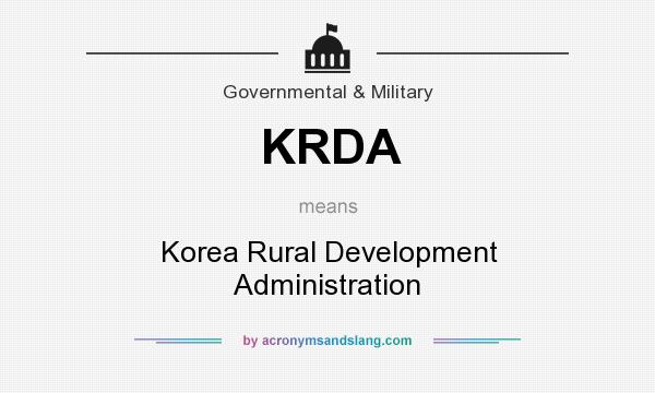 What does KRDA mean? It stands for Korea Rural Development Administration