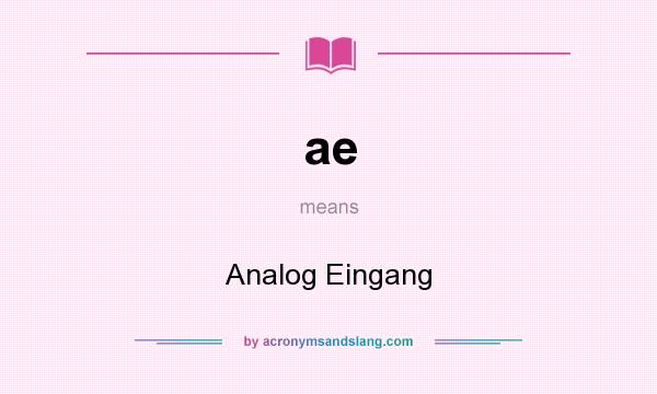 What does ae mean? It stands for Analog Eingang