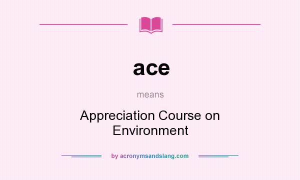 What does ace mean? It stands for Appreciation Course on Environment