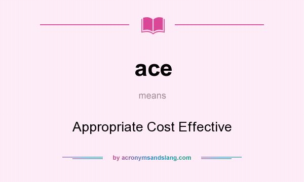 What does ace mean? It stands for Appropriate Cost Effective
