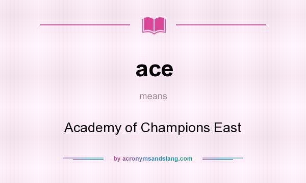 What does ace mean? It stands for Academy of Champions East