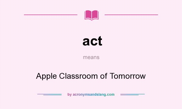 What does act mean? It stands for Apple Classroom of Tomorrow