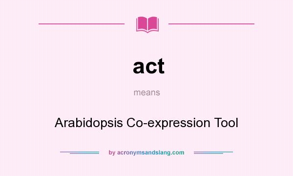 What does act mean? It stands for Arabidopsis Co-expression Tool