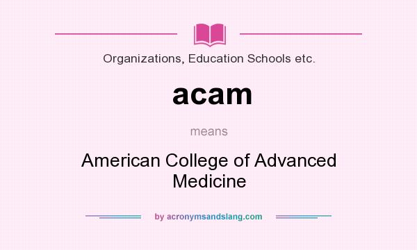 What does acam mean? It stands for American College of Advanced Medicine