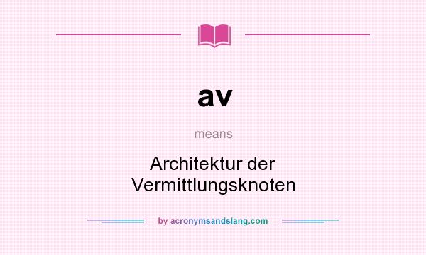 What does av mean? It stands for Architektur der Vermittlungsknoten