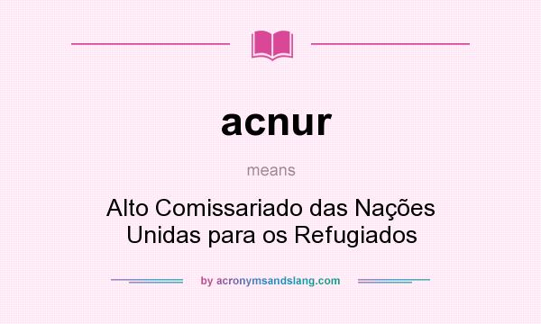 What does acnur mean? It stands for Alto Comissariado das Nações Unidas para os Refugiados