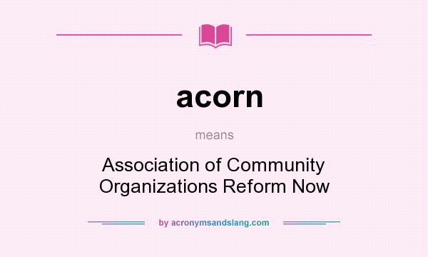 What does acorn mean? It stands for Association of Community Organizations Reform Now