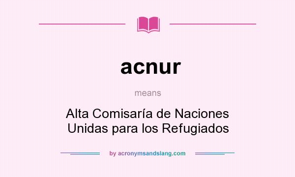 What does acnur mean? It stands for Alta Comisaría de Naciones Unidas para los Refugiados