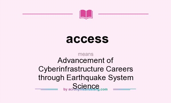 What does access mean? It stands for Advancement of Cyberinfrastructure Careers through Earthquake System Science