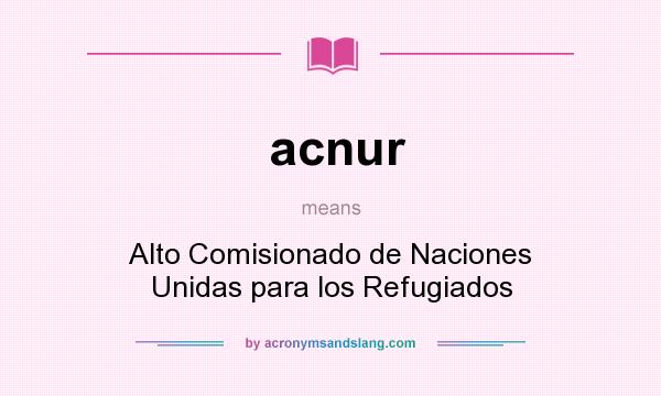 What does acnur mean? It stands for Alto Comisionado de Naciones Unidas para los Refugiados
