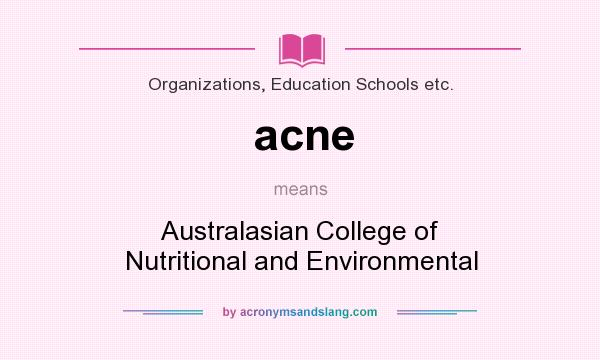 What does acne mean? It stands for Australasian College of Nutritional and Environmental