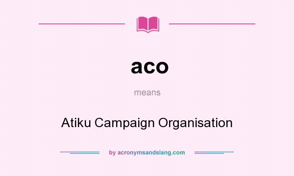 What does aco mean? It stands for Atiku Campaign Organisation