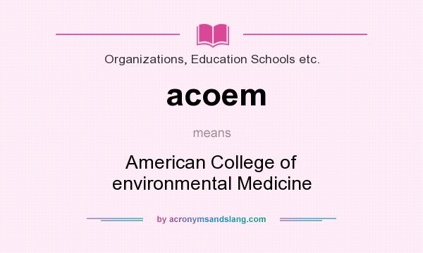 What does acoem mean? It stands for American College of environmental Medicine
