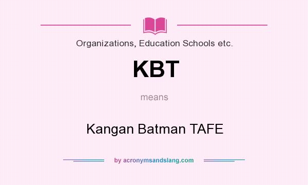 What does KBT mean? It stands for Kangan Batman TAFE