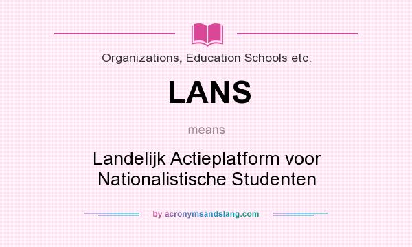 What does LANS mean? It stands for Landelijk Actieplatform voor Nationalistische Studenten