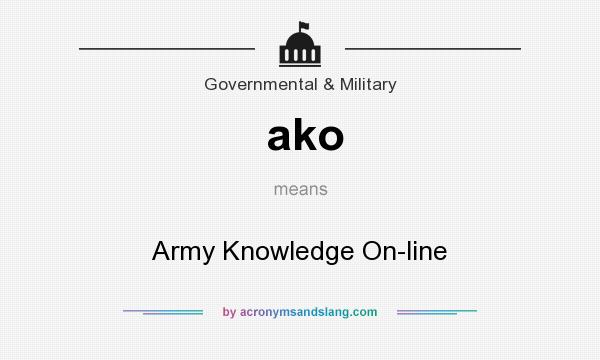 What does ako mean? It stands for Army Knowledge On-line