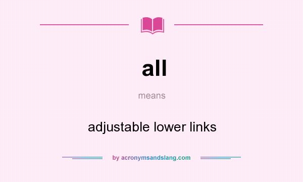 What does all mean? It stands for adjustable lower links