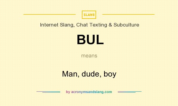What does BUL mean? It stands for Man, dude, boy