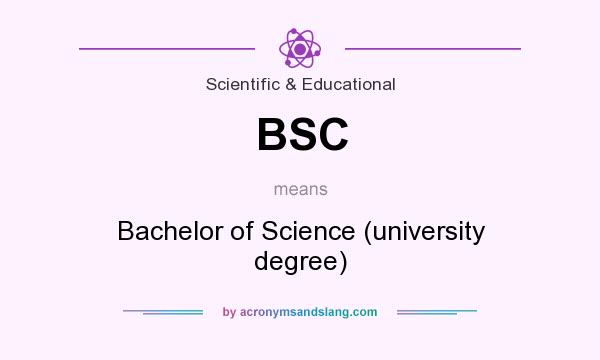 What does BSC mean? It stands for Bachelor of Science (university degree)