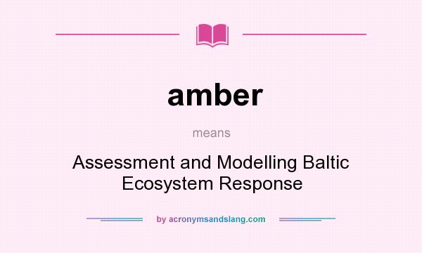 What does amber mean? It stands for Assessment and Modelling Baltic Ecosystem Response