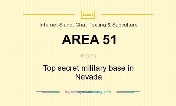 What does AREA 51 mean? It stands for Top secret military base in Nevada