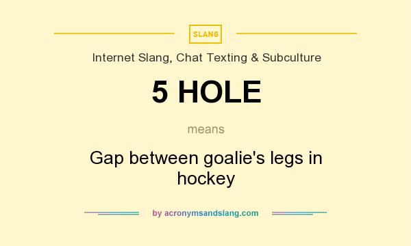 What does 5 HOLE mean? It stands for Gap between goalie`s legs in hockey
