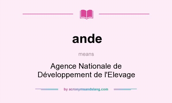 What does ande mean? It stands for Agence Nationale de Développement de l`Elevage
