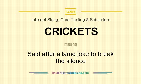 What does CRICKETS mean? It stands for Said after a lame joke to break the silence