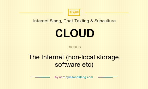What does CLOUD mean? It stands for The Internet (non-local storage, software etc)