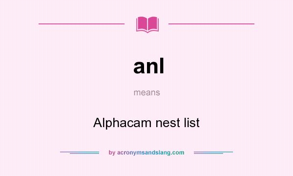 What does anl mean? It stands for Alphacam nest list