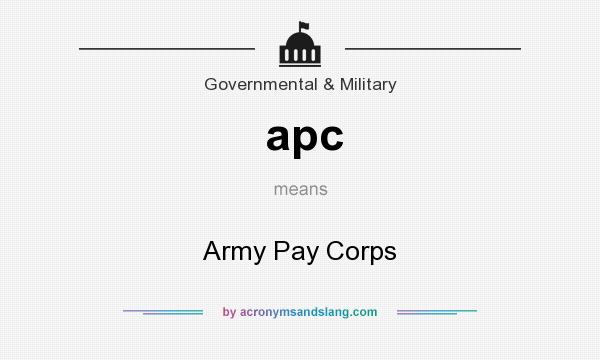 What does apc mean? It stands for Army Pay Corps