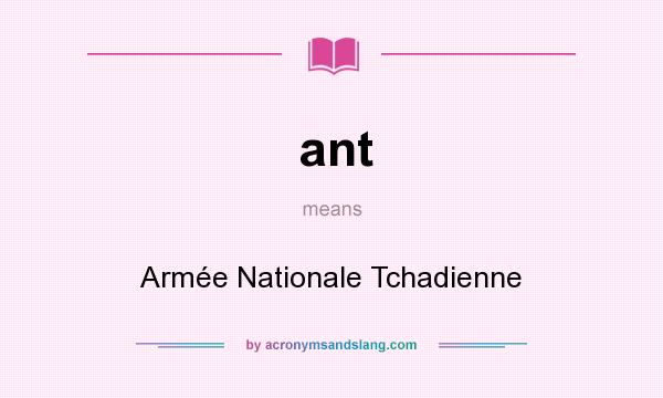 What does ant mean? It stands for Armée Nationale Tchadienne