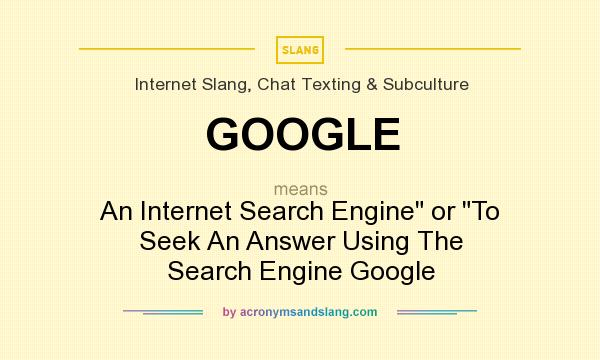 What does GOOGLE mean? It stands for An Internet Search Engine