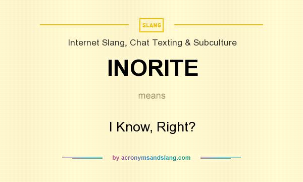 What does INORITE mean? It stands for I Know, Right?