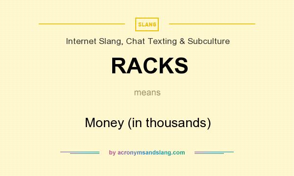 What does RACKS mean? It stands for Money (in thousands)
